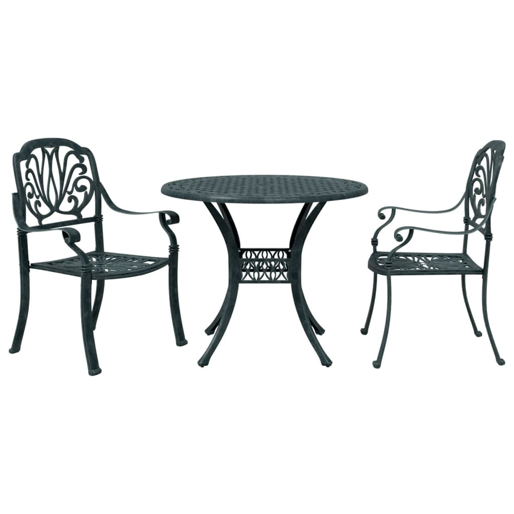 vidaXL Ensemble bistro 3 pcs. Vert en fonte d'aluminium