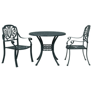 vidaXL Ensemble bistro 3 pcs. Vert en fonte d'aluminium