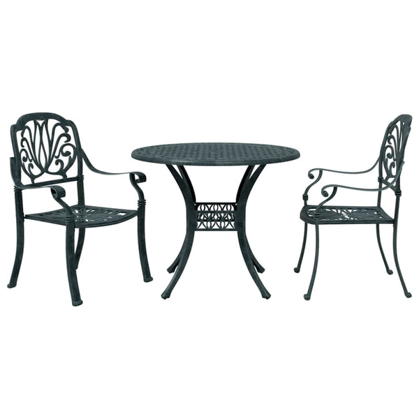 vidaXL Ensemble bistro 3 pcs. Vert en fonte d'aluminium