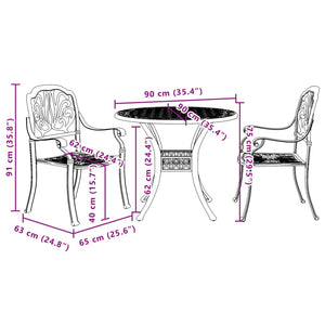 vidaXL Ensemble bistro 3 pcs. Vert en fonte d'aluminium