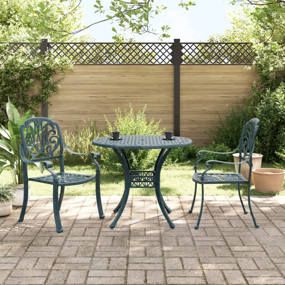 vidaXL Ensemble bistro 3 pcs. Vert en fonte d'aluminium