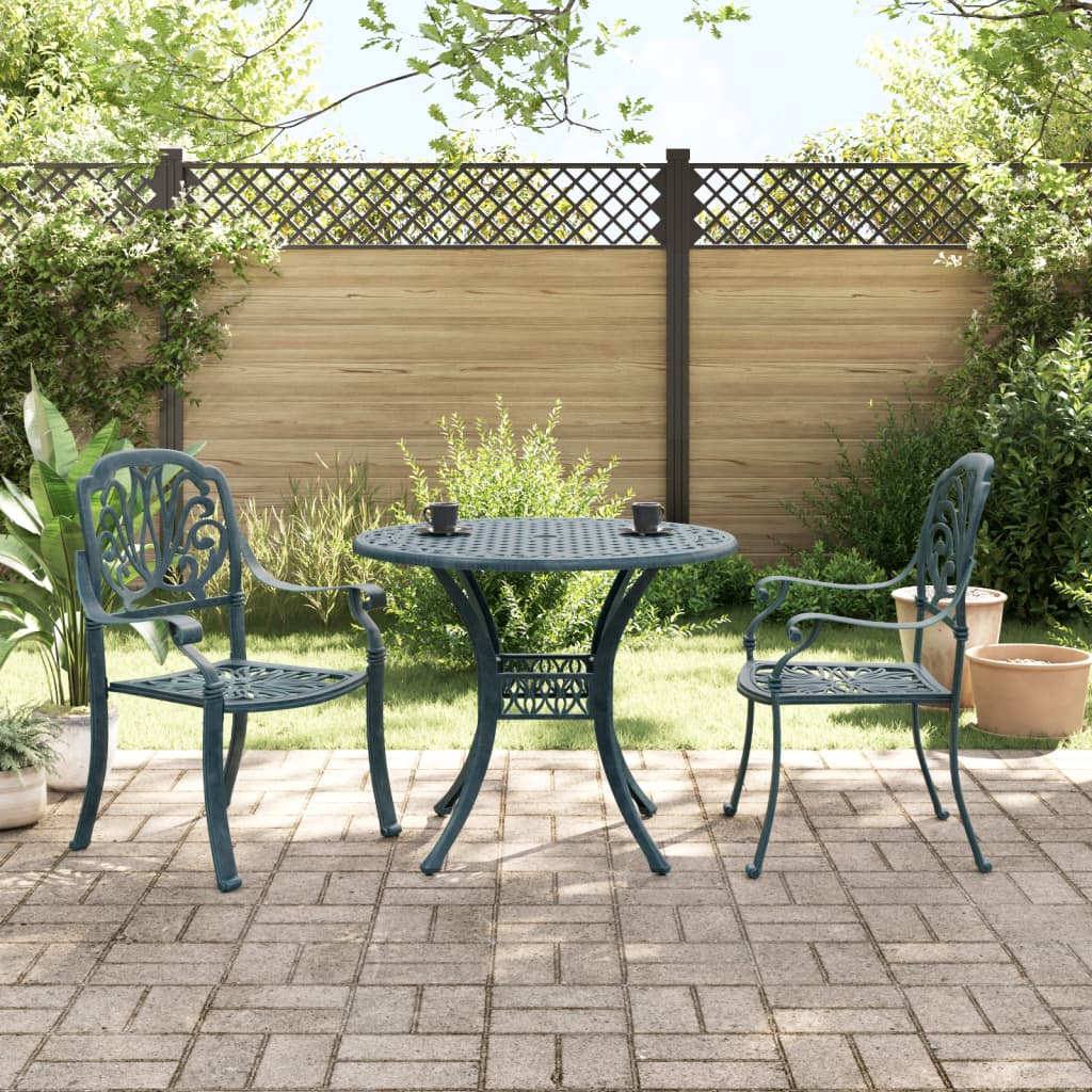 vidaXL Ensemble bistro 3 pcs. Vert en fonte d'aluminium