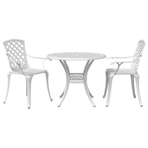 3-tlg. Bistro-Set Weiß Aluminiumguss