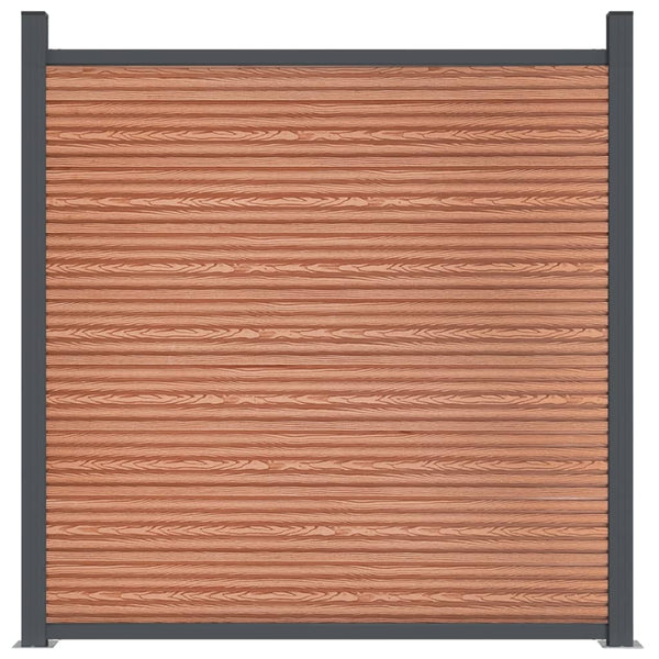 WPC Zaunelement Braun mit Pfosten 180x186 cm