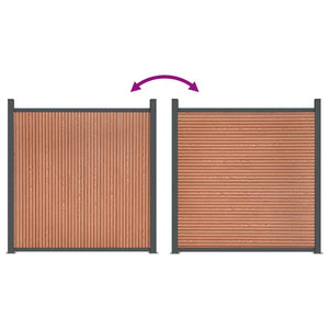 WPC Zaunelement Braun mit Pfosten 180x186 cm