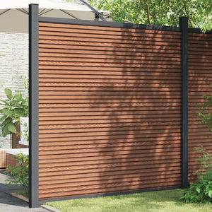 WPC Zaunelement Braun mit Pfosten 180x186 cm