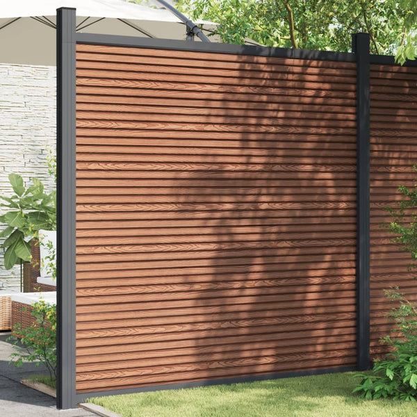 WPC Zaunelement Braun mit Pfosten 180x186 cm