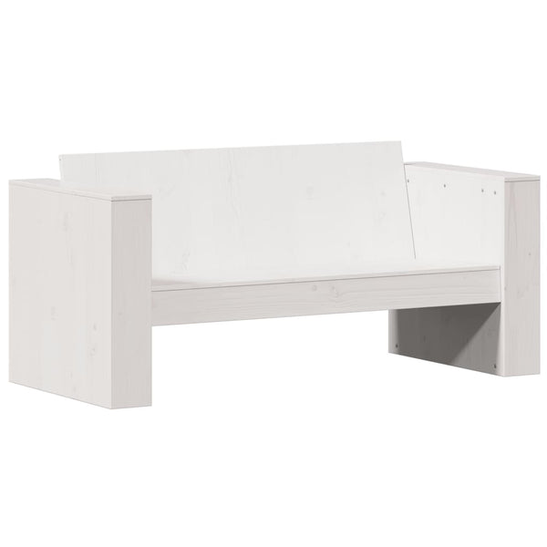 Gartensofa 2-Sitzer Weiß Kiefer Massivholz