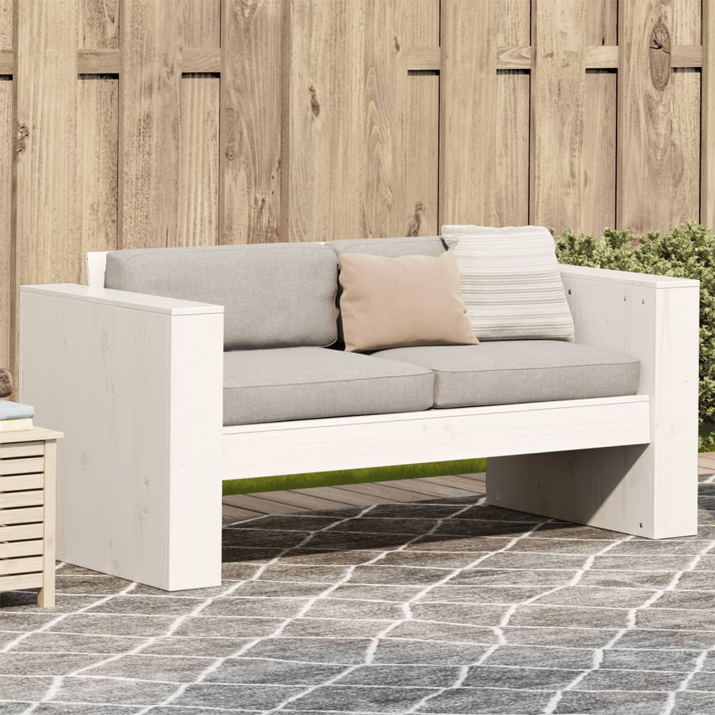 Gartensofa 2-Sitzer Weiß Kiefer Massivholz
