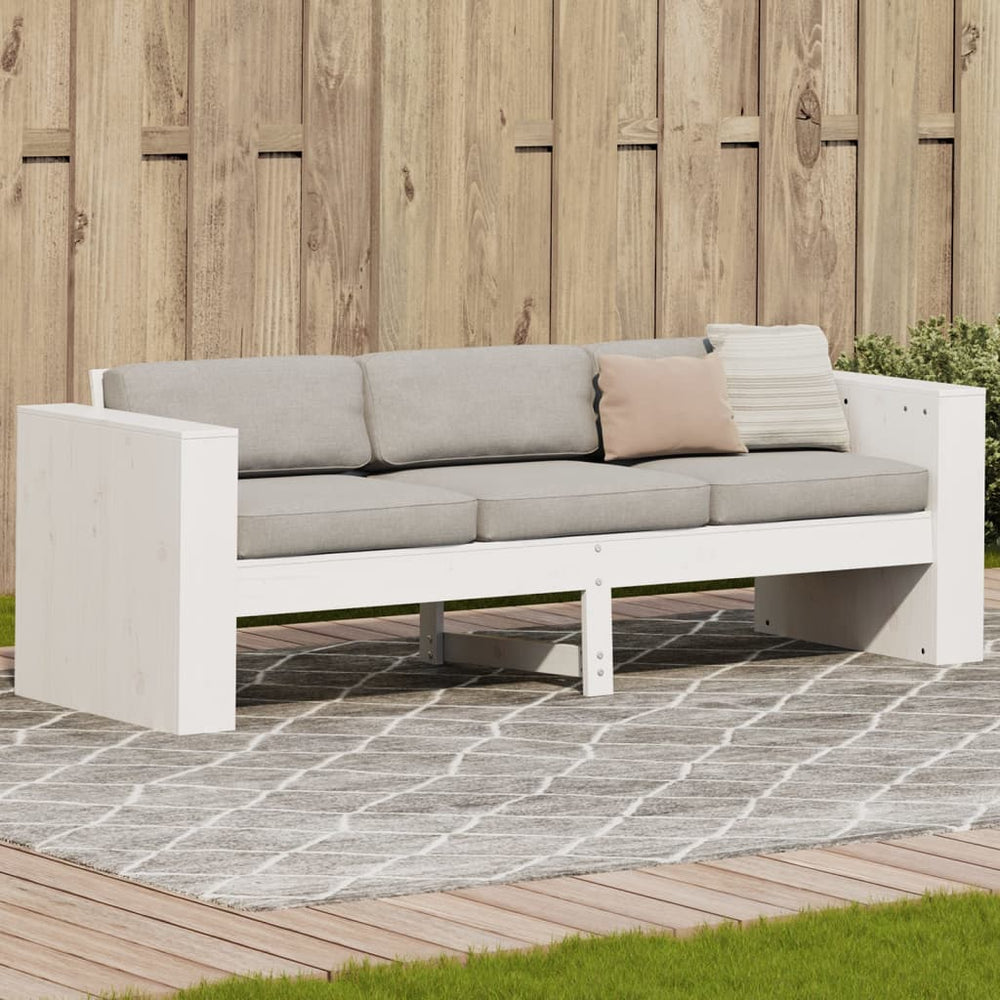 3-Sitzer Gartensofa Kiefer Massivholz Weiß