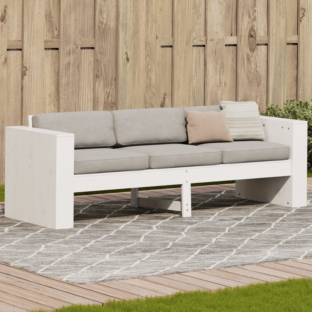 3-Sitzer Gartensofa Kiefer Massivholz Weiß