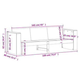 3-Sitzer Gartensofa aus Douglasienholz