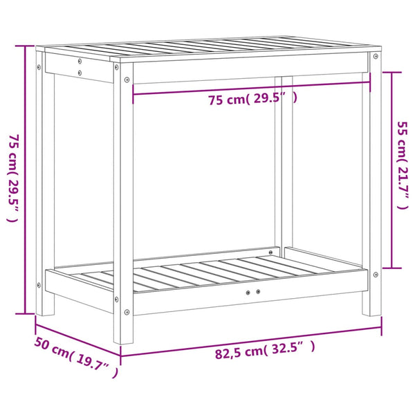 Pflanztisch Kiefer mit Ablage 82,5x50x75cm