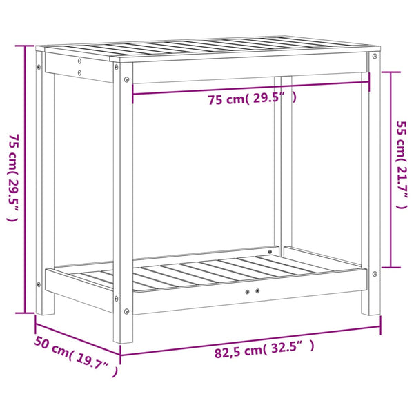 Pflanztisch Douglasie mit Ablage 82,5cm