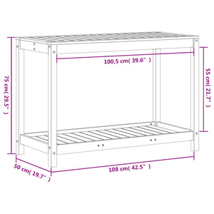 Pflanztisch Weiß Kiefer Massivholz 108cm