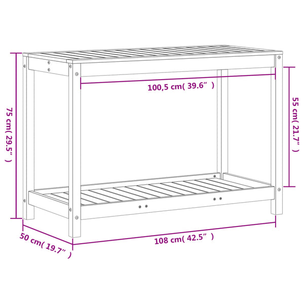 Pflanztisch Weiß Kiefer Massivholz 108cm