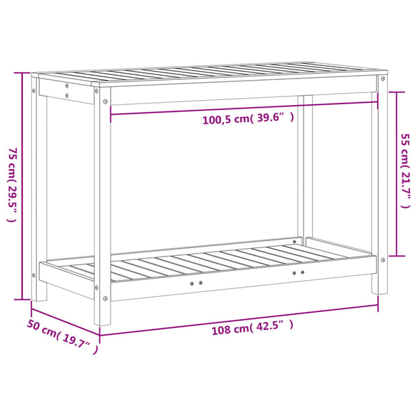 Pflanztisch Douglasie mit Ablage 108cm