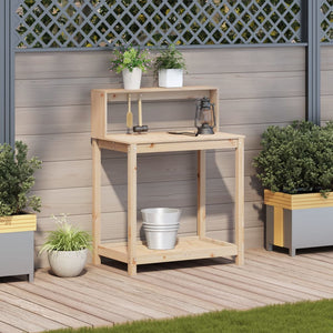 vidaXL Table de rempotage avec étagères 82,5x50x109,5 cm Bois de pin massif