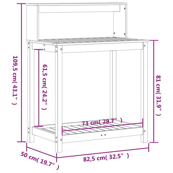 vidaXL Table de rempotage avec étagères 82,5x50x109,5 cm Bois de pin massif