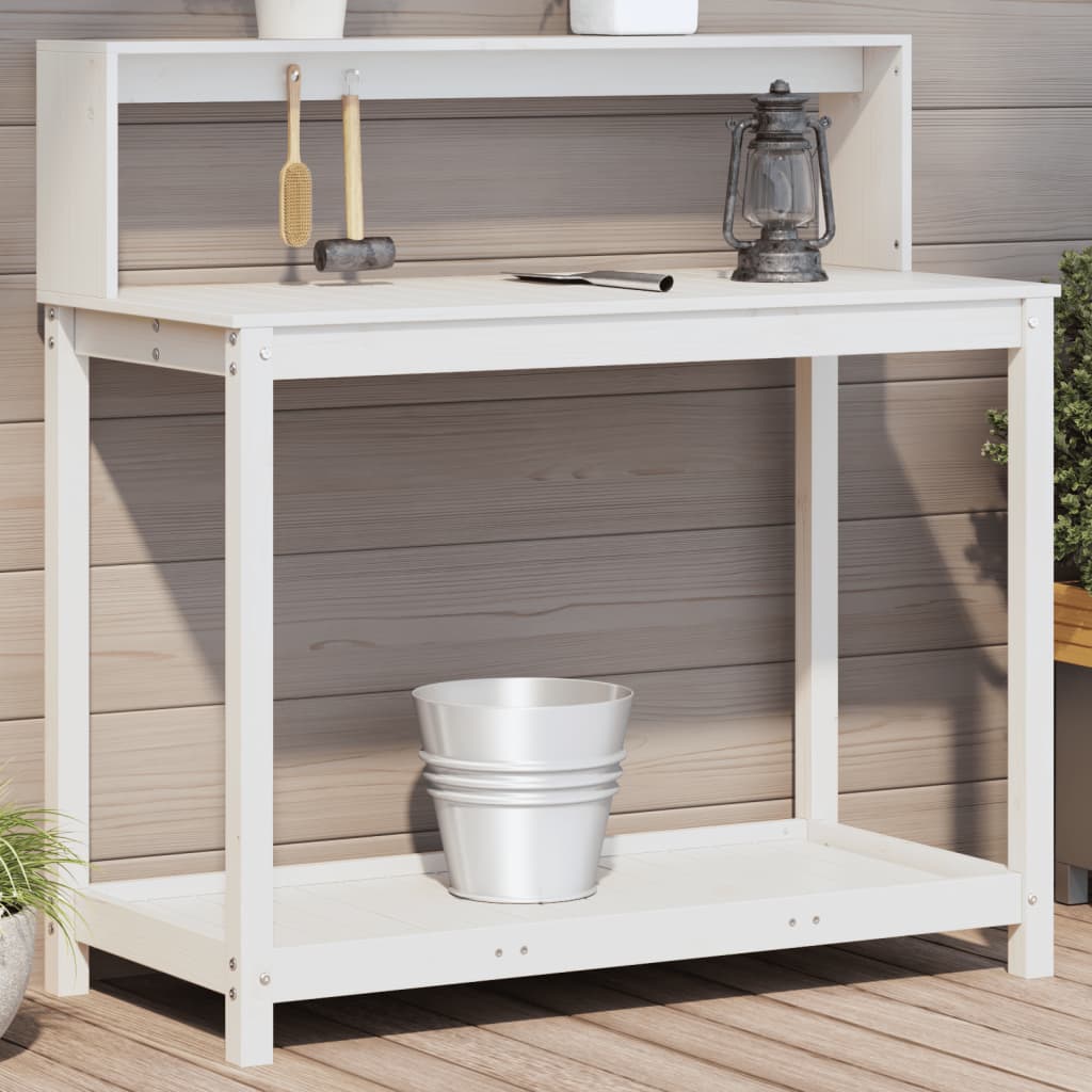 Pflanztisch Weiß Kiefer Massivholz 108cm
