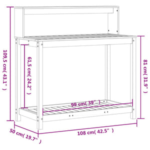 Pflanztisch Douglasie mit Ablagen 108cm