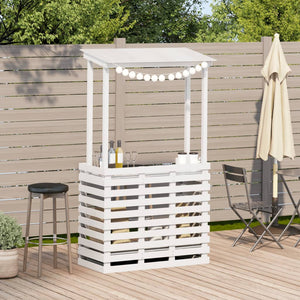 Gartenbar mit Dach, Kiefer Massivholz, Weiß