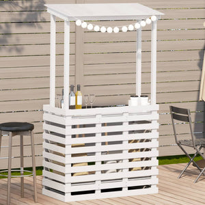 Gartenbar mit Dach, Kiefer Massivholz, Weiß