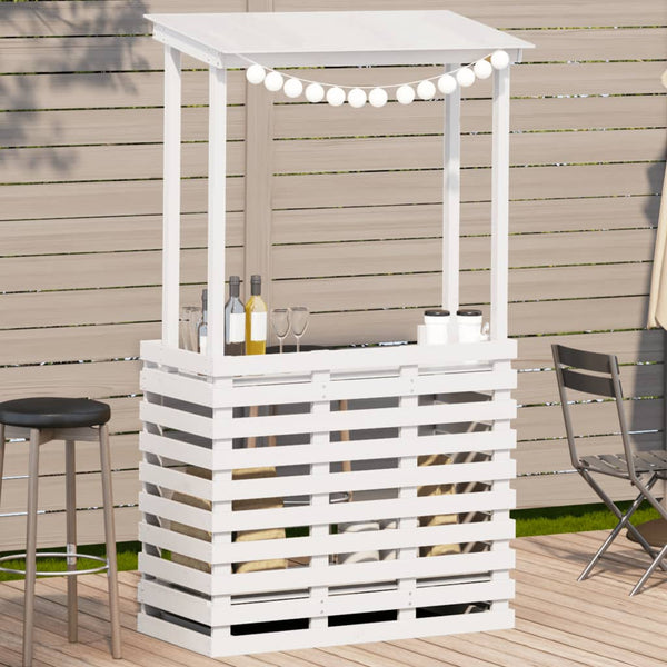 Gartenbar mit Dach, Kiefer Massivholz, Weiß