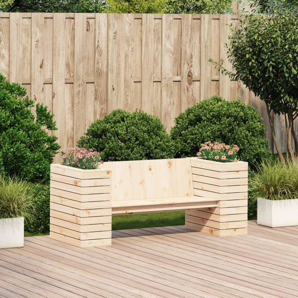 Gartenbank mit Pflanzkübeln Kiefer Massivholz