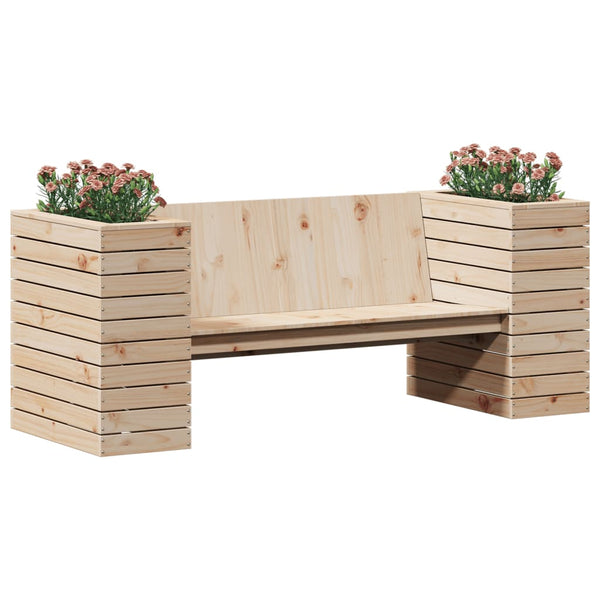 Gartenbank mit Pflanzkübeln Kiefer Massivholz