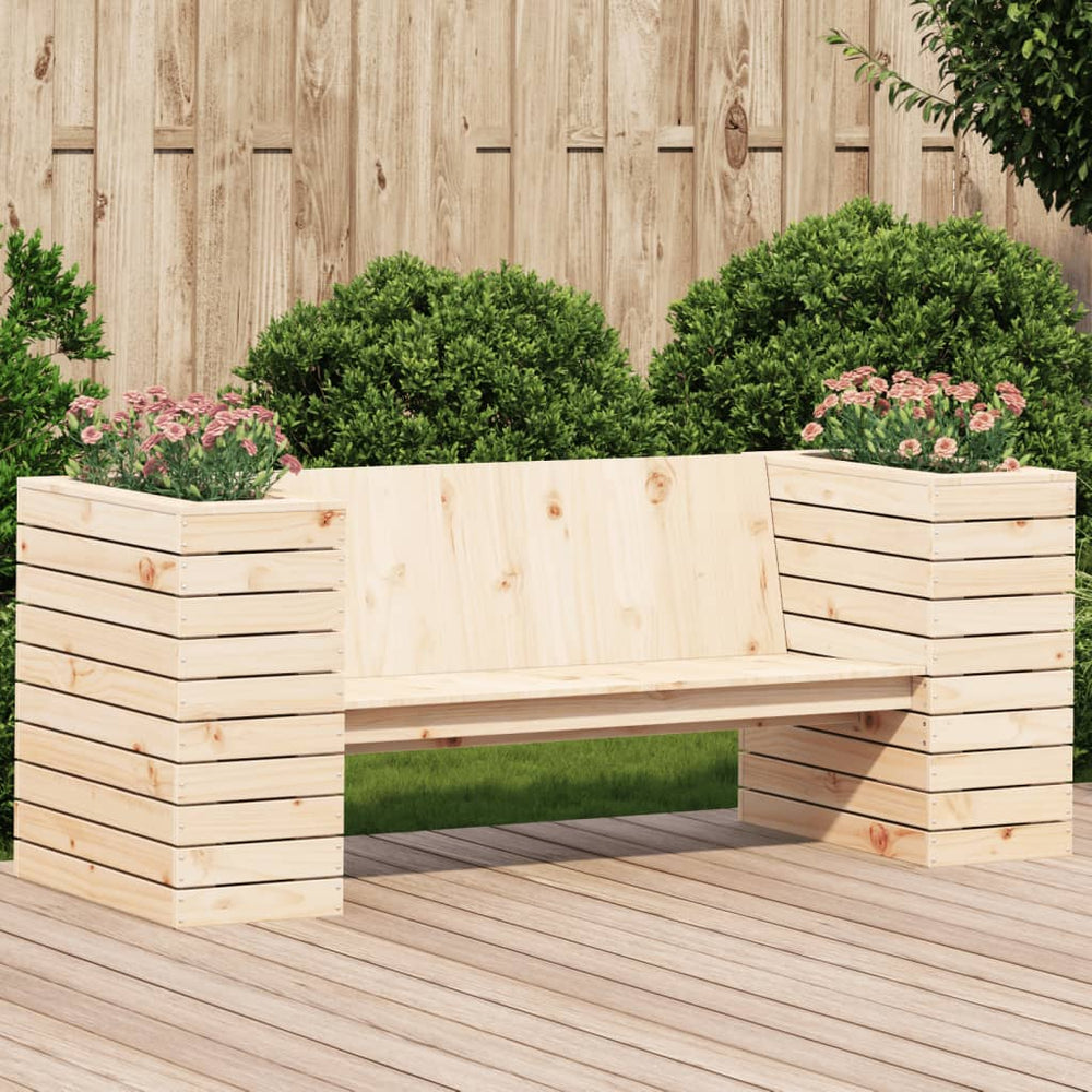 Gartenbank mit Pflanzkübeln Kiefer Massivholz