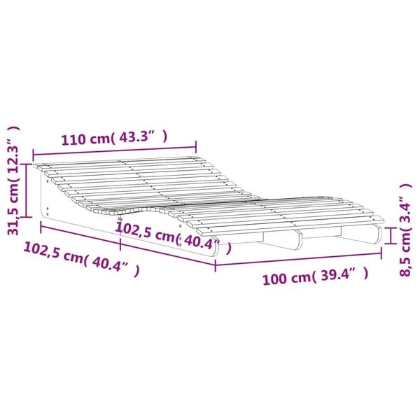 Sonnenliege Kiefer Massivholz 205 cm