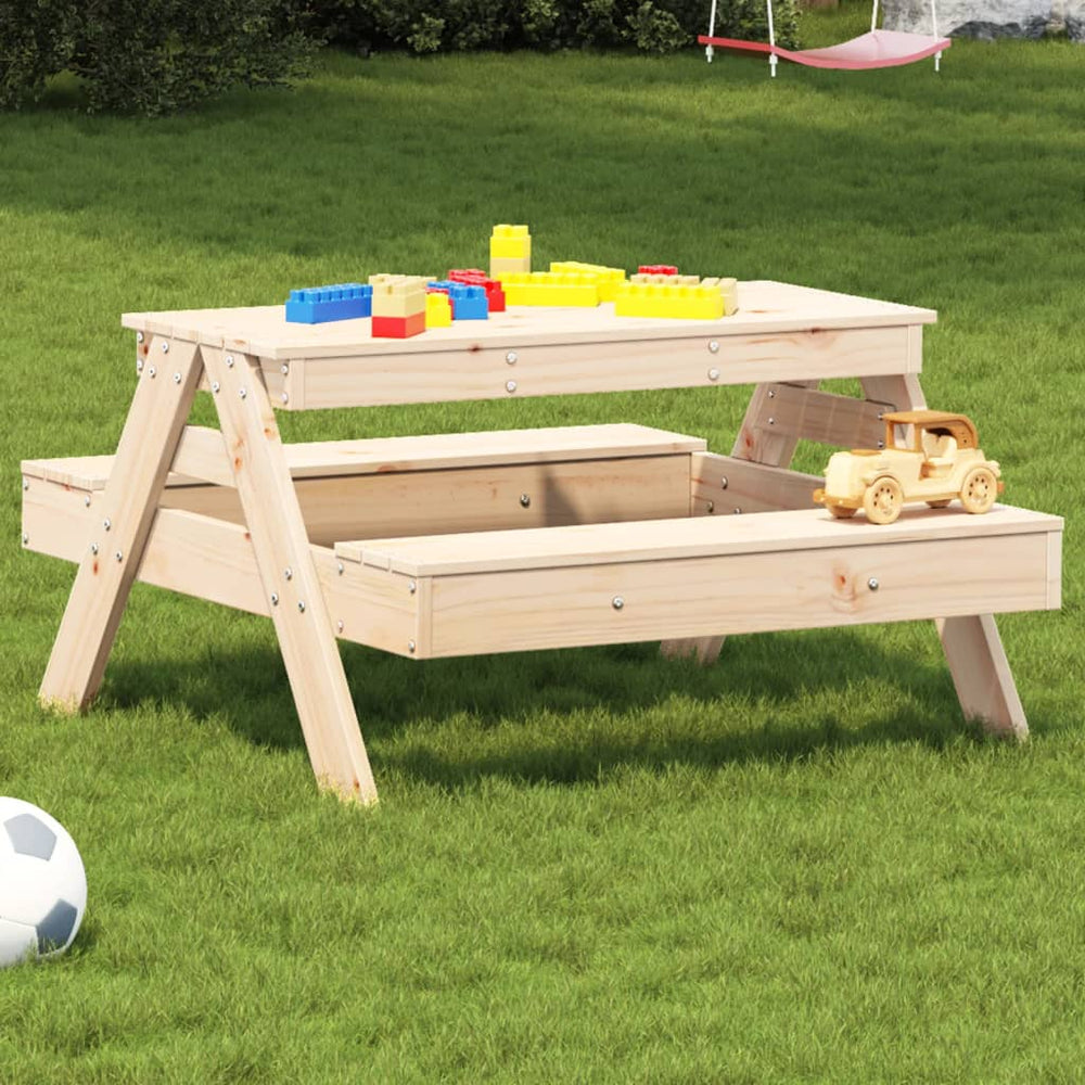 Kinder Picknicktisch Kiefer Massivholz 88x97 cm