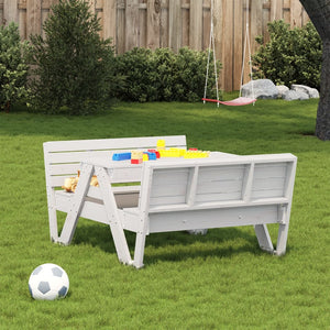 Kinder Picknicktisch Weiß Kiefer Massivholz