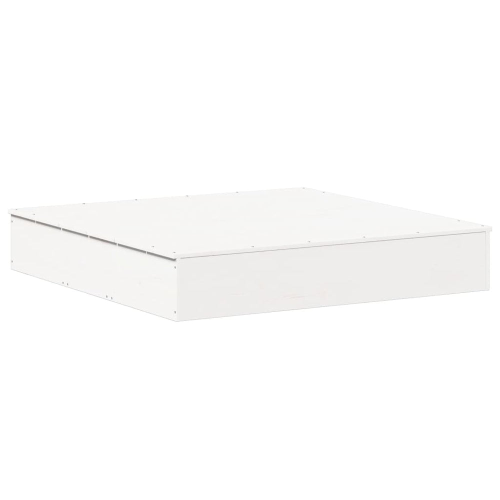 vidaXL Bac à sable avec couvercle Blanc 111x111x19,5 cm Pin massif