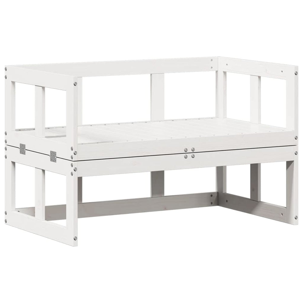 2-in-1 Gartensofa Ausziehbar Kiefer Weiß