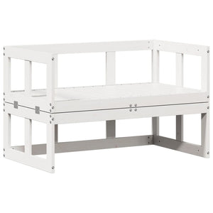 2-in-1 Gartensofa Ausziehbar Kiefer Weiß