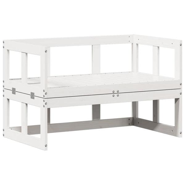 2-in-1 Gartensofa Ausziehbar Kiefer Weiß