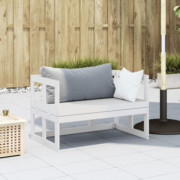 2-in-1 Gartensofa Ausziehbar Kiefer Weiß