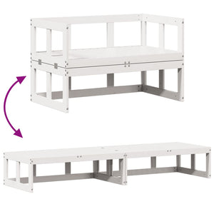 2-in-1 Gartensofa Ausziehbar Kiefer Weiß