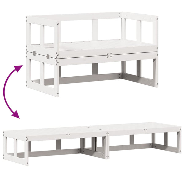 2-in-1 Gartensofa Ausziehbar Kiefer Weiß