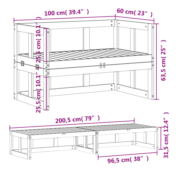 2-in-1 Gartensofa Douglasie Massivholz