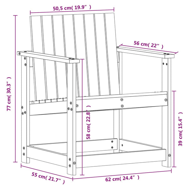 Massivholz Gartenstuhl Douglasie 62x56x77 cm
