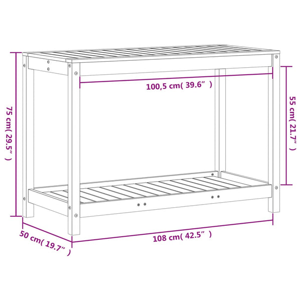 Pflanztisch Kiefer Massivholz Wachsbraun 108cm