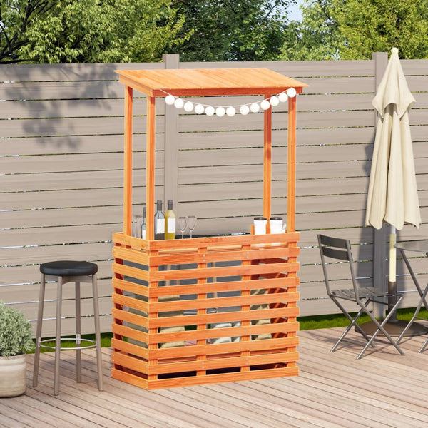 vidaXL Bar de jardin avec toit Bois de pin massif Marron 112,5x57x195,5 cm