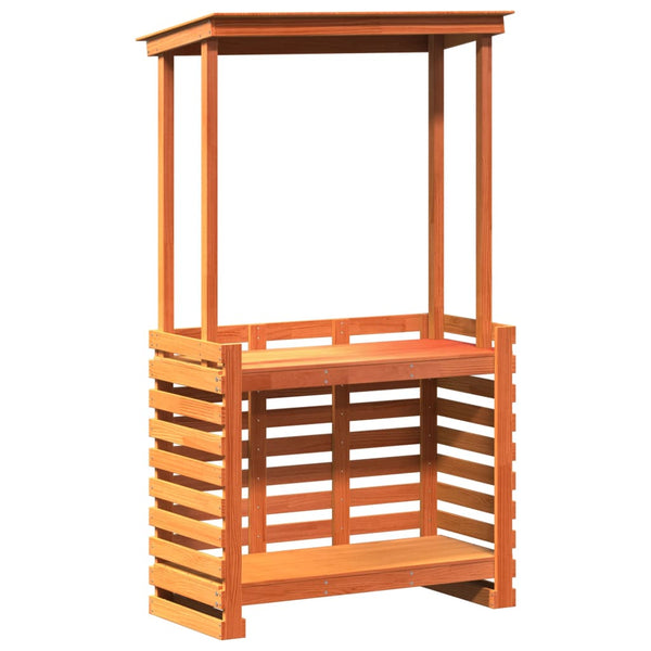 vidaXL Bar de jardin avec toit Bois de pin massif Marron 112,5x57x195,5 cm