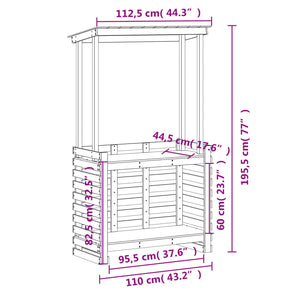 vidaXL Bar de jardin avec toit Bois de pin massif Marron 112,5x57x195,5 cm