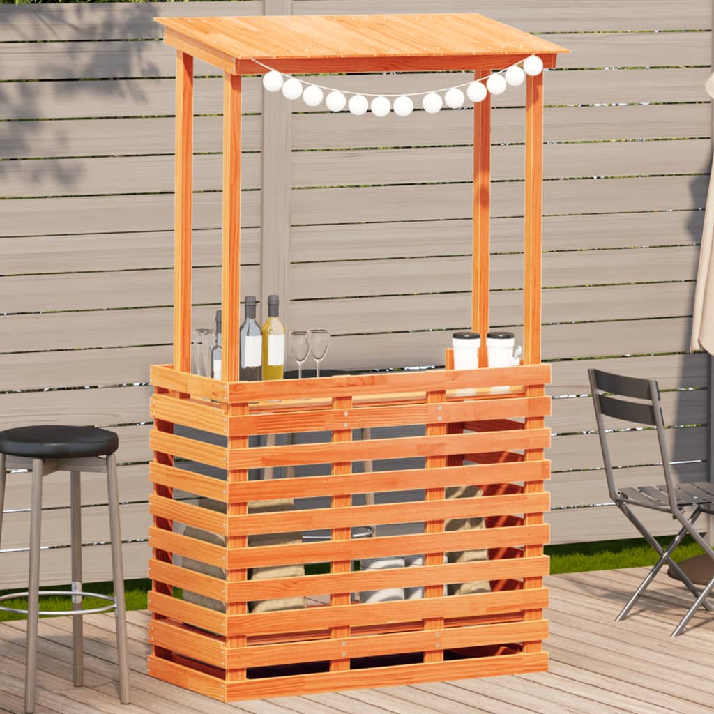 vidaXL Bar de jardin avec toit Bois de pin massif Marron 112,5x57x195,5 cm