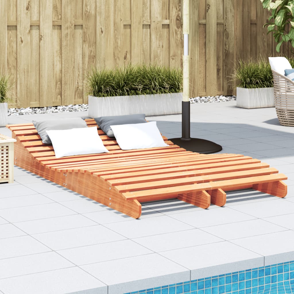 Sonnenliegen 2er Set, Kiefer Massivholz, Wachsbraun