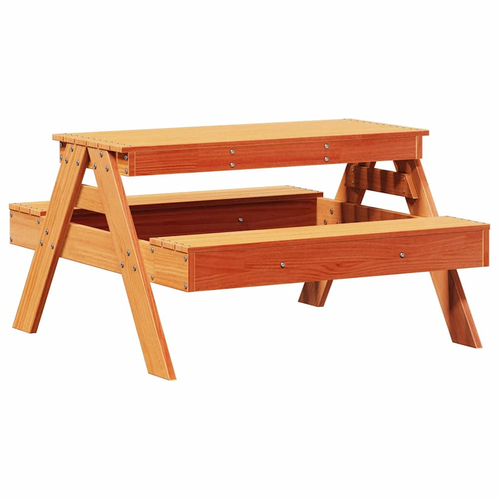 Kinder Picknicktisch Massivholz Wachsbraun